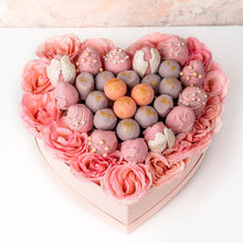 Load image into Gallery viewer, Roses, Assorted Truffles and Designer Strawberries Hamper
