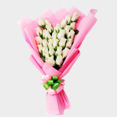 Flowers White Heart - White Rose Bouquet - mabrook.me