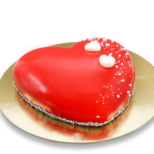 Cake Red Glossy Heart Shaped Cake - mabrook.me