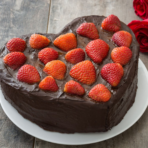 Cake Chocolate Heart Cake - Strawberries on Top - mabrook.me