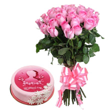 Load image into Gallery viewer, Flowers Women&#39;s Day Special - Bunch of Roses &amp; Cake Combo - mabrook.me
