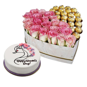 Combo Women's Day Special- Sweet Heart & Cake Combo - mabrook.me