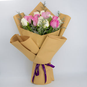 Flowers Bouquet of Pink & White Roses - mabrook.me