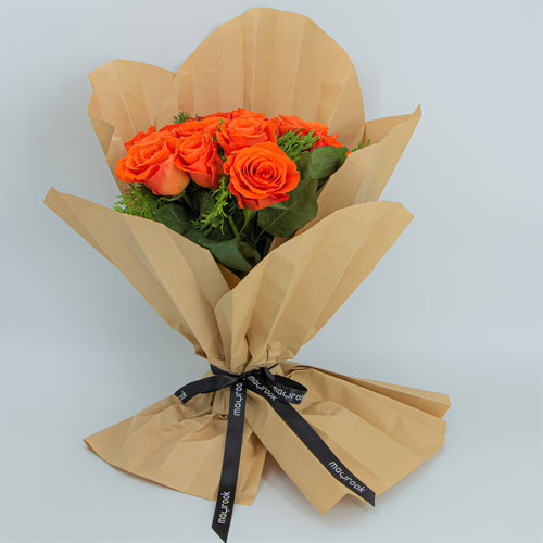 Flowers Bouquet of Orange Roses - mabrook.me