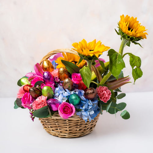 Flowers and Egg Basket Arrangement