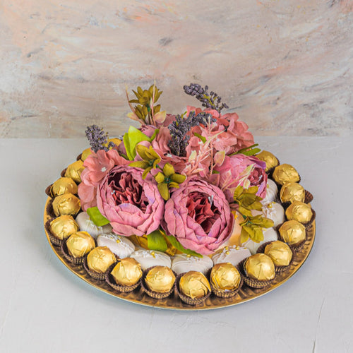 Candy & Chocolate Floral Diwali Tray - mabrook.me