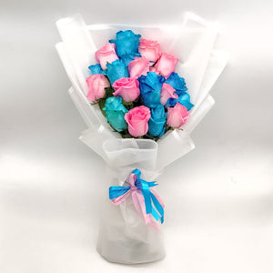 Flowers Bouquet of Pink and Blue Roses - mabrook.me