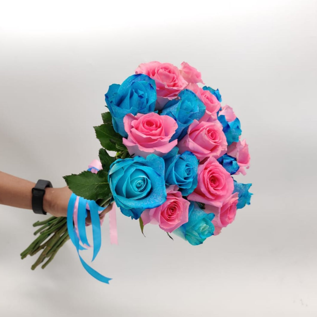 Flowers Bunch of Pink and Blue Rose - mabrook.me