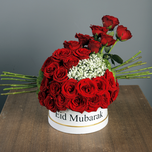 Flowers Red Roses and Gypsophila - Eid Special - mabrook.me