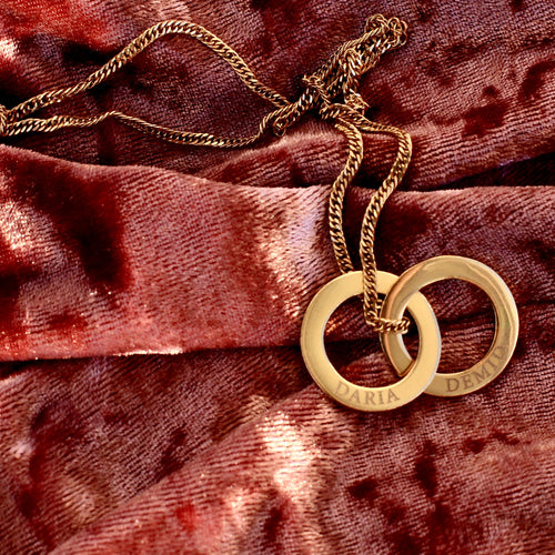 Jewelry Double Ring Engraved Necklace - mabrook.me