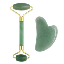 Load image into Gallery viewer, Jewelry Green Jade Face Roller And Gua Sha Set - mabrook.me
