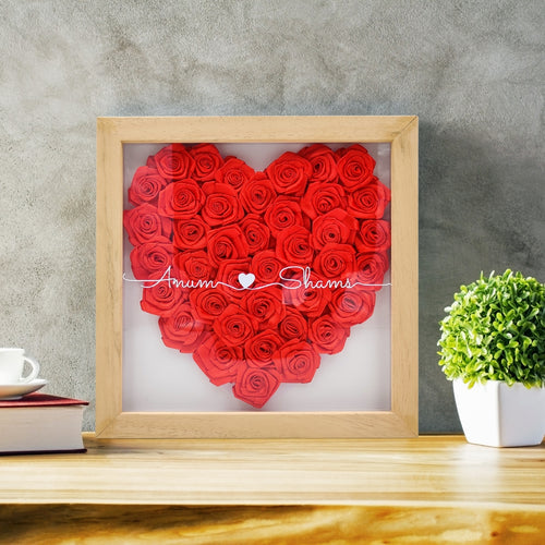 Frames In Love - Personalized Wooden Framed Rose Heart with Names - mabrook.me